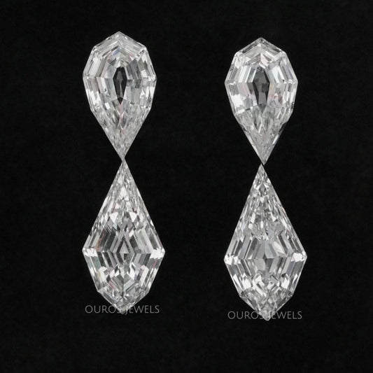4.15 TCW Step Cut Pear And Kite Diamond Loose Pair