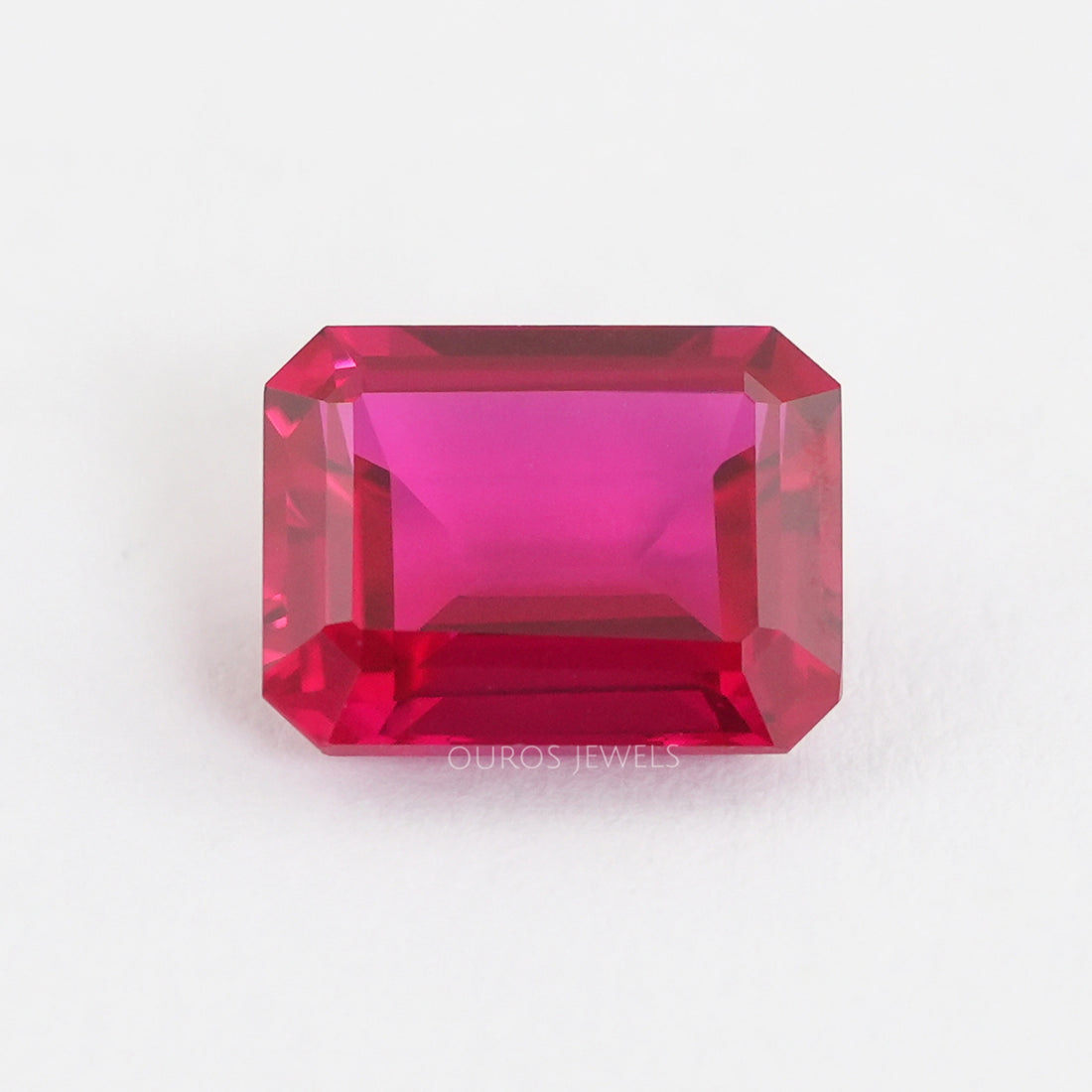 Emerald Shape Light Red Ruby Gemstone