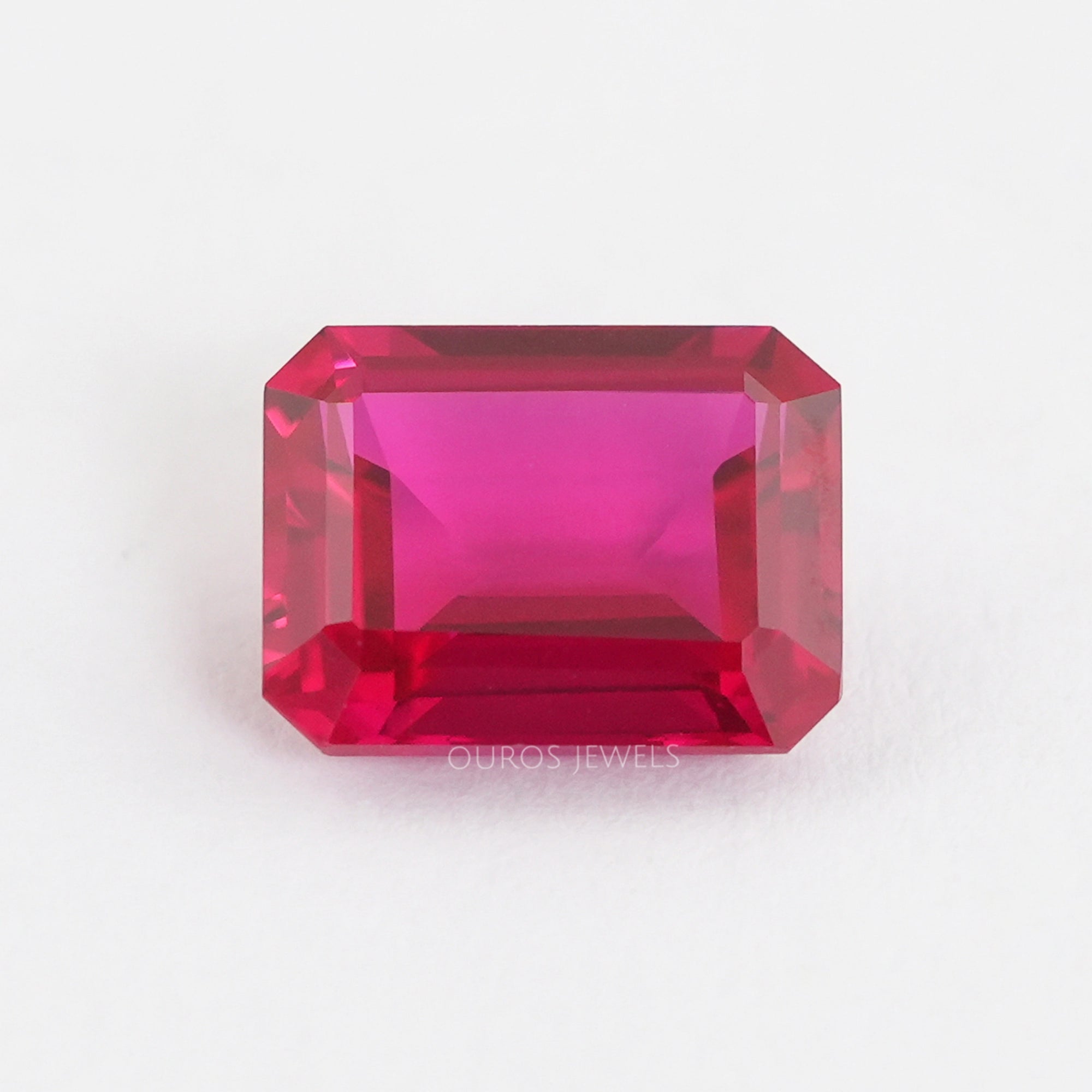 Emerald Shape Light Red Ruby Gemstone