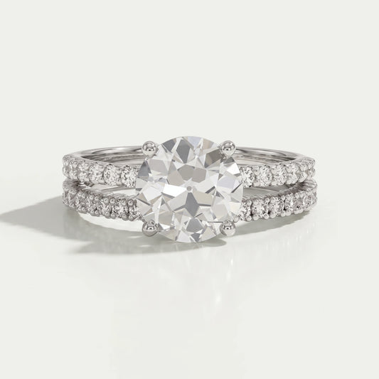 Old European Round Cut Solitaire Accent Bridal Ring Set