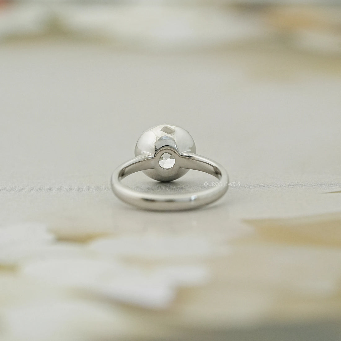 Old European Round Diamond Button Back Solitaire Ring Rings