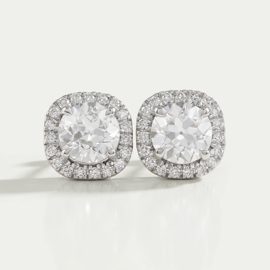 Old European Round Cut Halo Stud Earrings Earring