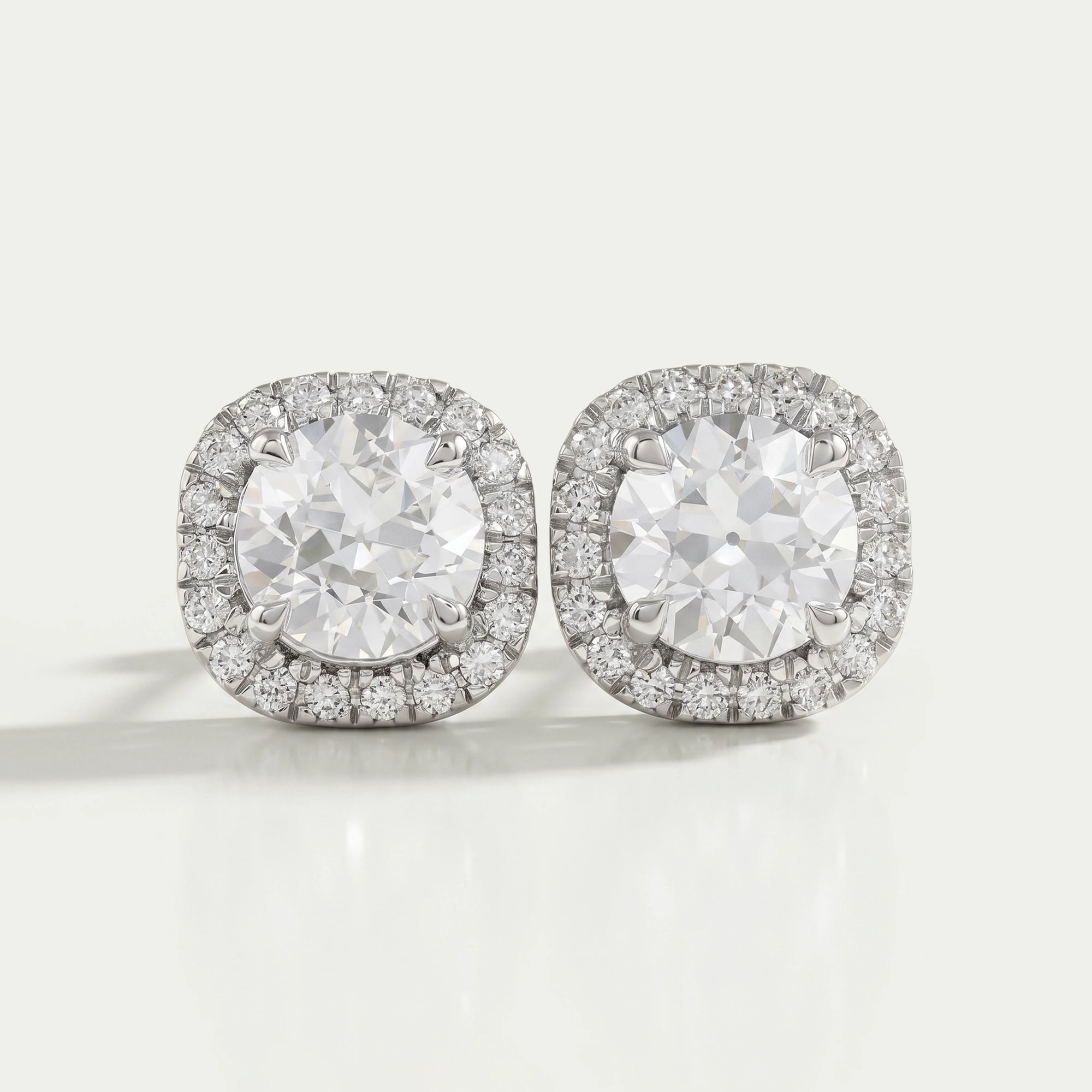 Old European Round Cut Halo Stud Earrings Earring