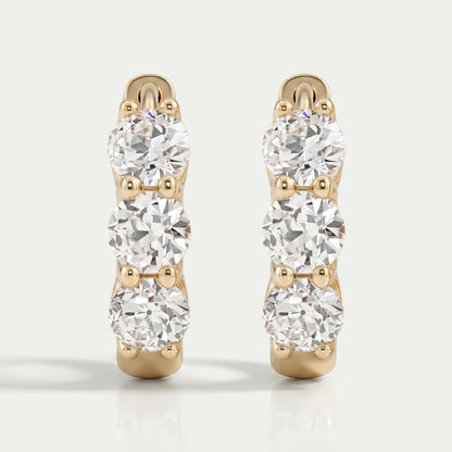 Old European Cut Round Diamond Hoop Earrings For Her Earring