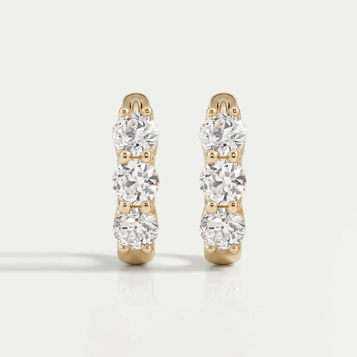 Old European Cut Round Diamond Hoop Earrings For Her