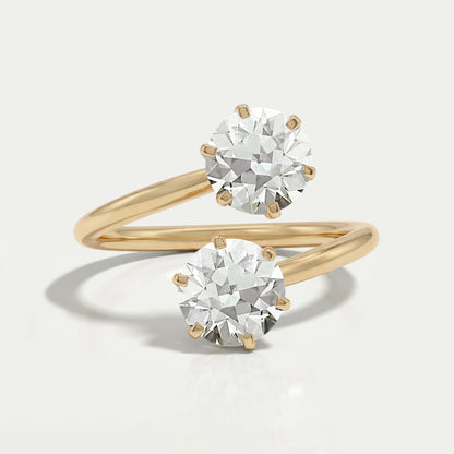Old European Round Diamond Toi Et Moi Engagement Ring