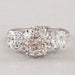 Tri Diamond Old Mine Cushion Cut Engagement Ring Rings