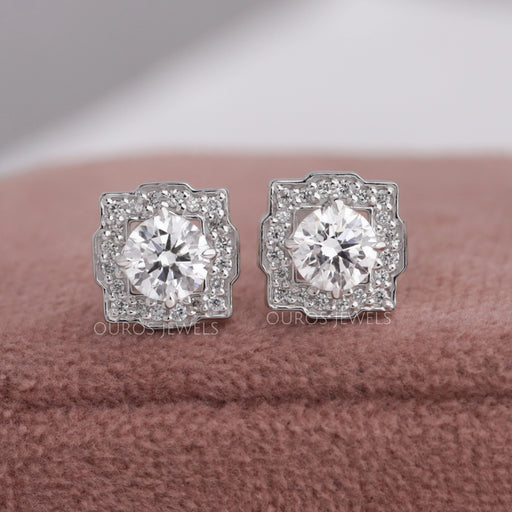 Round Cut Lab Diamond Halo Stud Earrings Earring