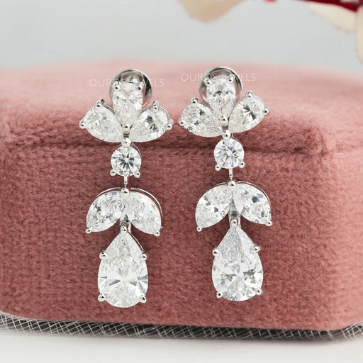 Pear And Marquise Cut Lab Grown Diamond Drop Earrings