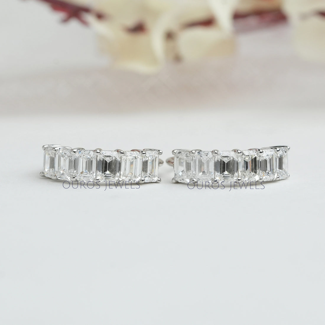 Emerald Cut Lab Grown Diamond Hoop Earrings Earring