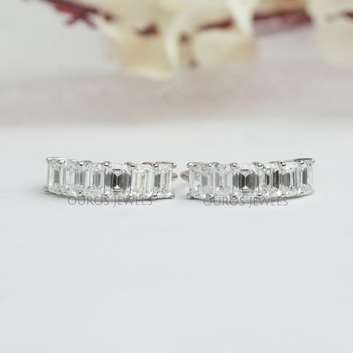 Emerald Cut Lab Grown Diamond Hoop Earrings Earring