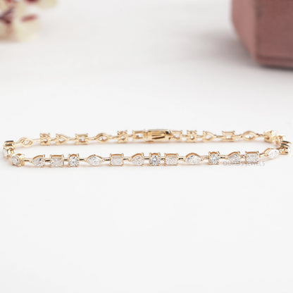 Multi Shape Lab Diamonds East West Setting Bracelet