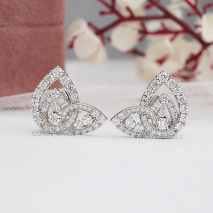 Round Cluster Diamond Clip On Back Earrings Earring