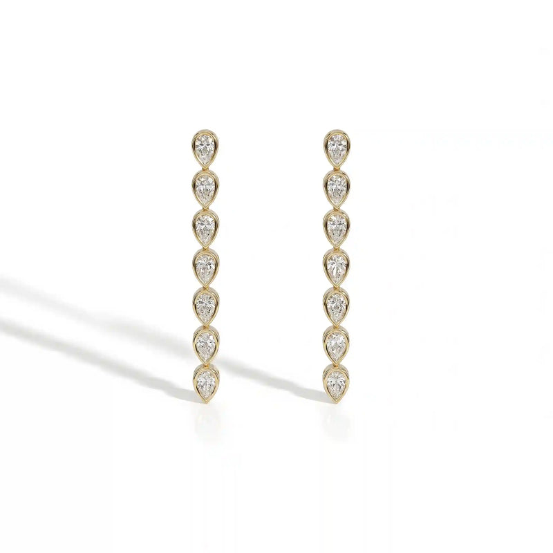 Pear Diamond Bezel Set Dangle Earrings