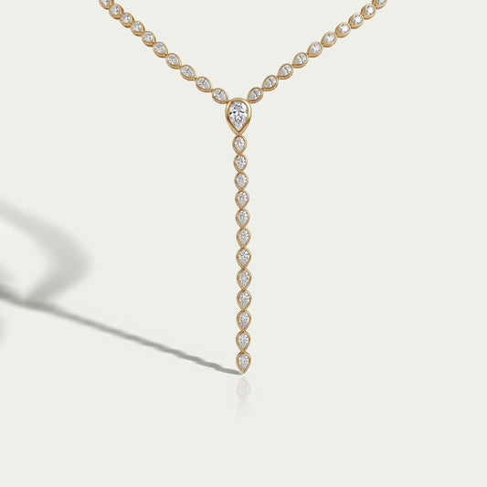 Pear Diamond Bezel Set Lariat Tennis Necklace Necklaces