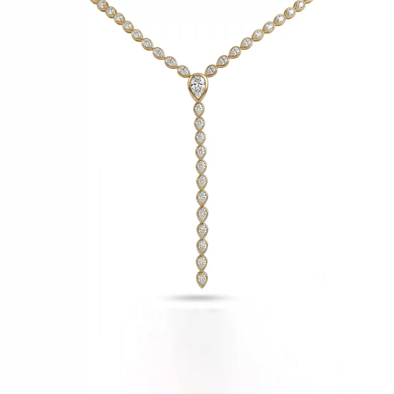 Pear Diamond Bezel Set Lariat Tennis Necklace
