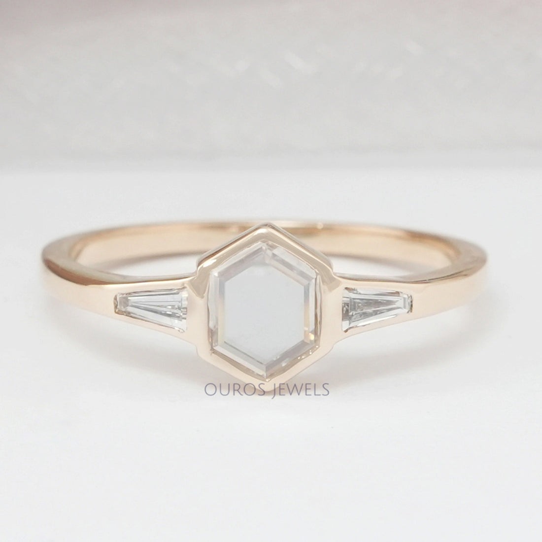 Portrait Hexagon Bezel Set Diamond Ring