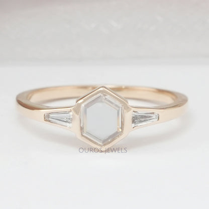 Portrait Hexagon Bezel Set Diamond Ring