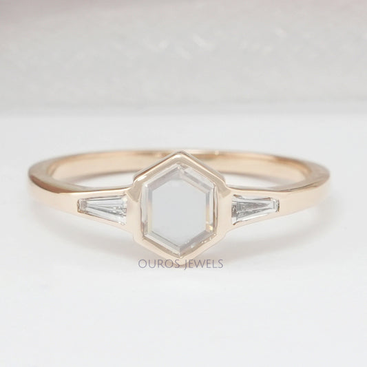 Portrait Hexagon Bezel Set Diamond Ring