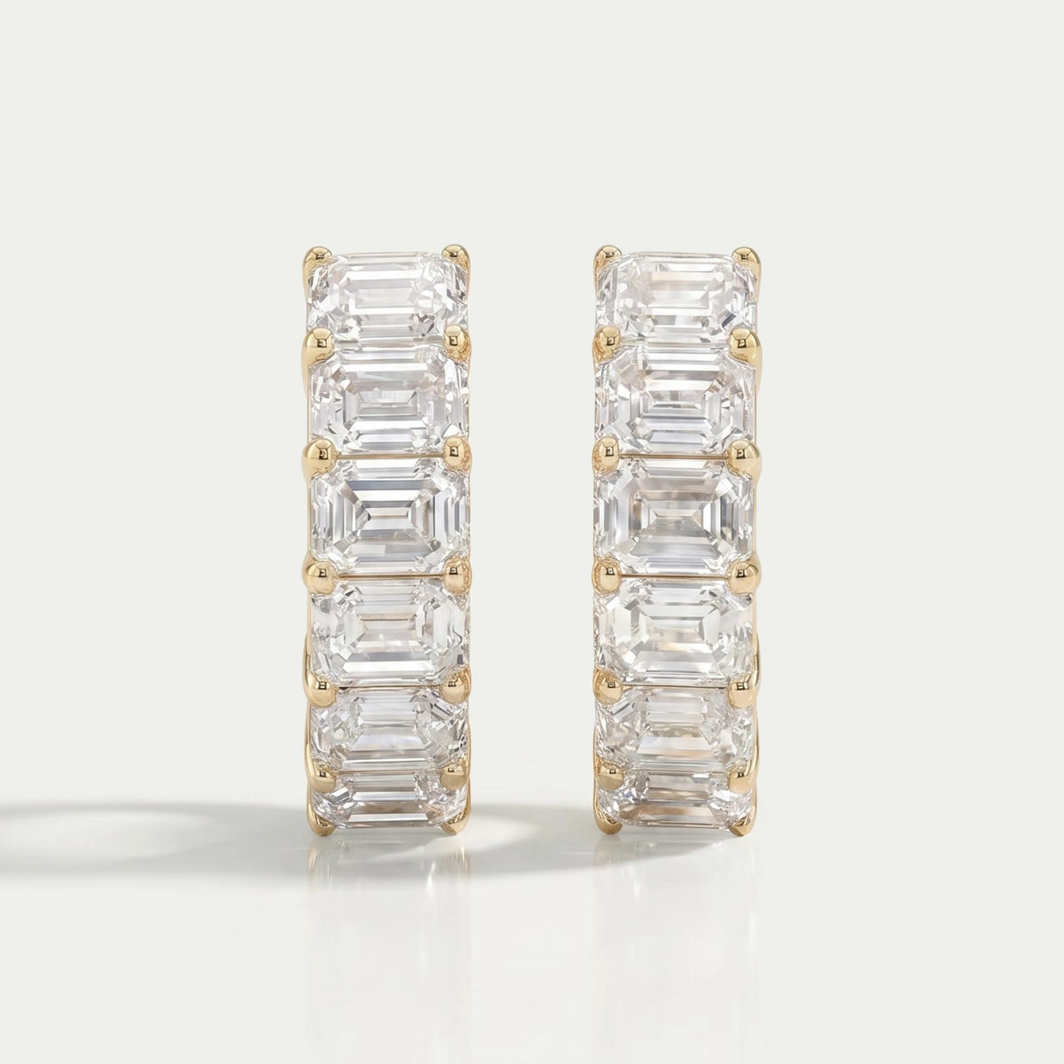Emerald Cut Lab Grown Diamond Hoop Earrings Earring