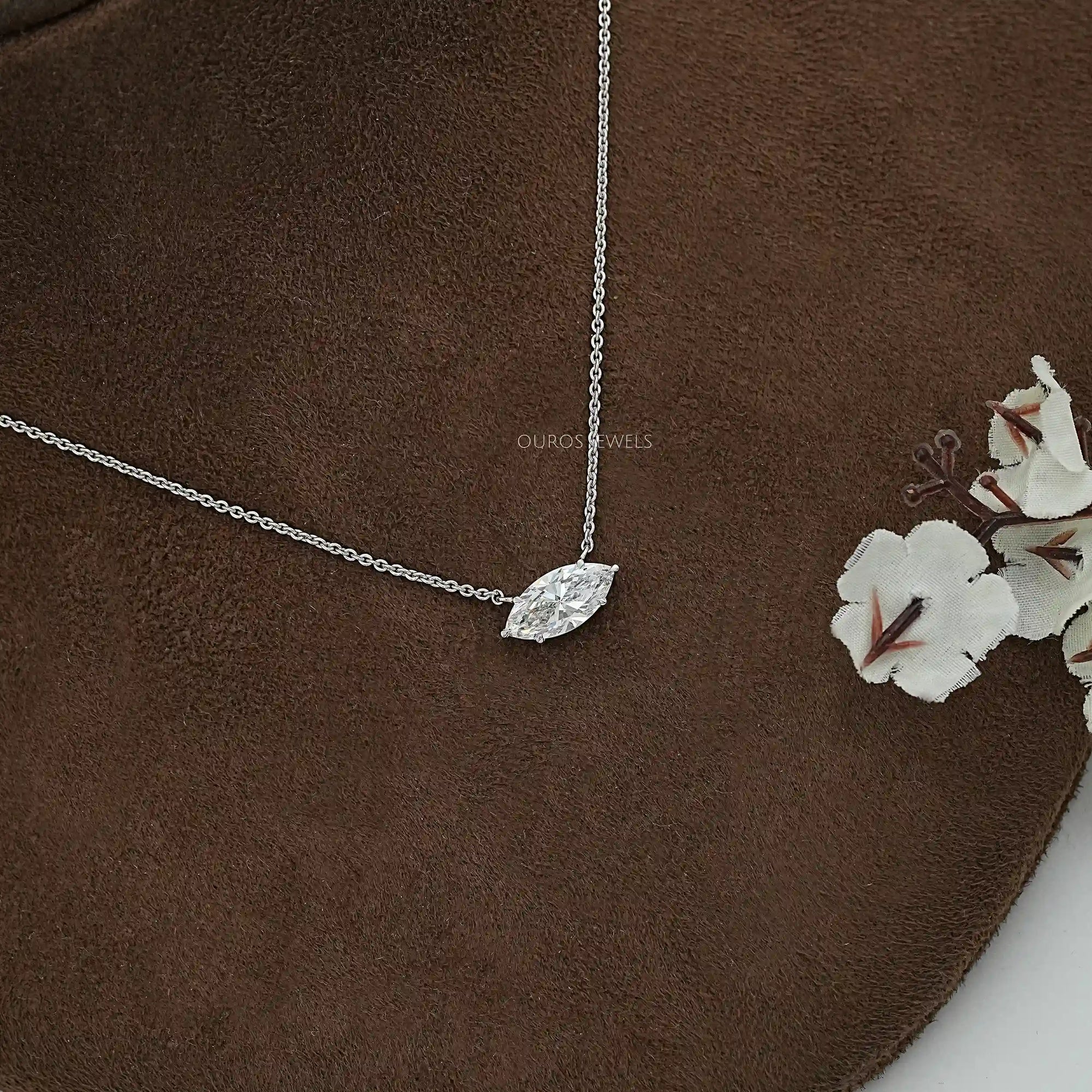 East West Marquise Diamond Solitaire Pendant