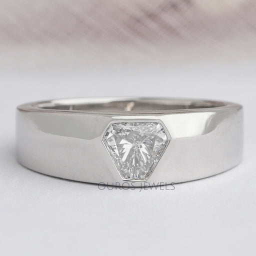 Shield Cut Lab Grown Diamond Solitaire Mens Wedding Band