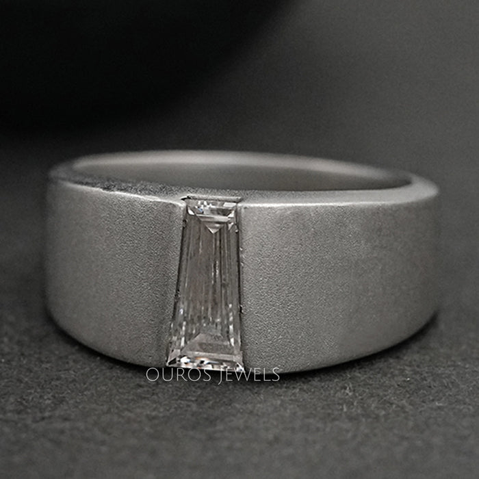 Tapered Baguette Cut Solitaire Men's Ring
