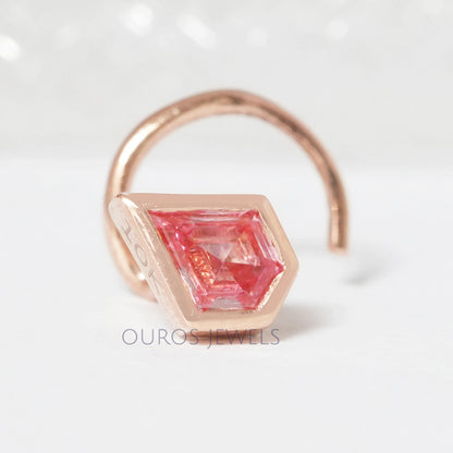 Fancy Pink Kite Cut Bezel Set Nose Pin