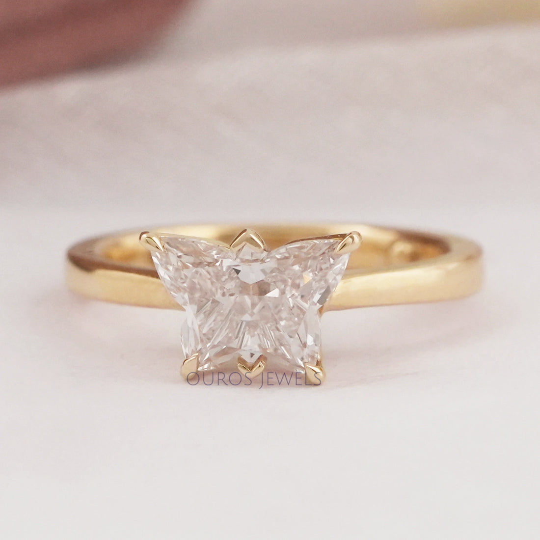 Pink Butterfly Diamond Solitaire Proposal Ring