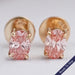 Fancy Pink Stud Earrings, 14K Yellow Gold Oval Stud Earrings