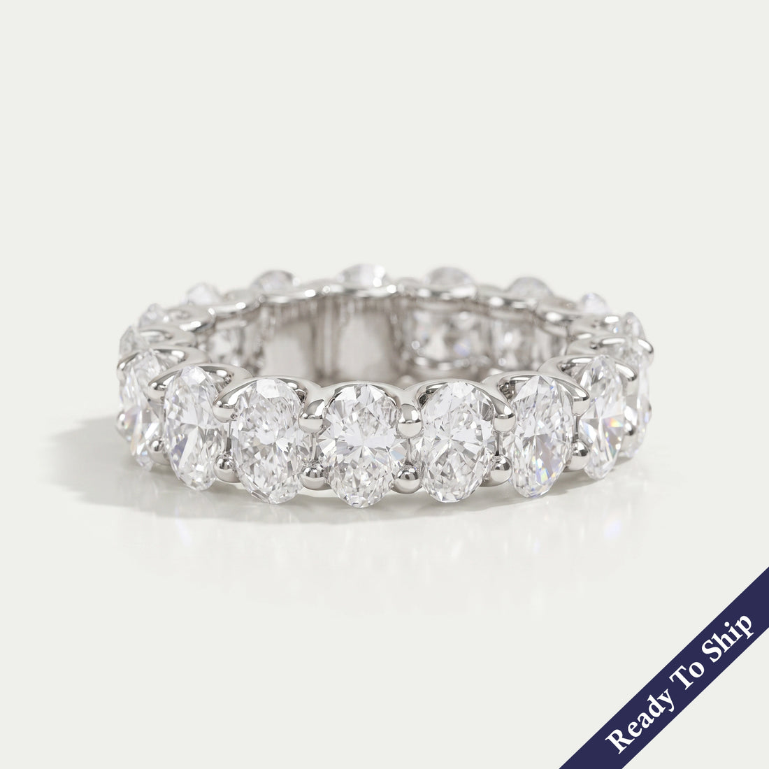 Oval Diamond Eternity Band, Platinum Wedding Band Rings