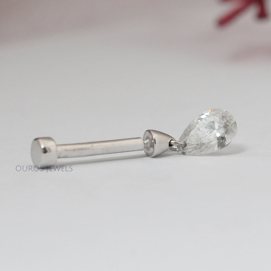 Pear Diamond Threaded Charm Earring