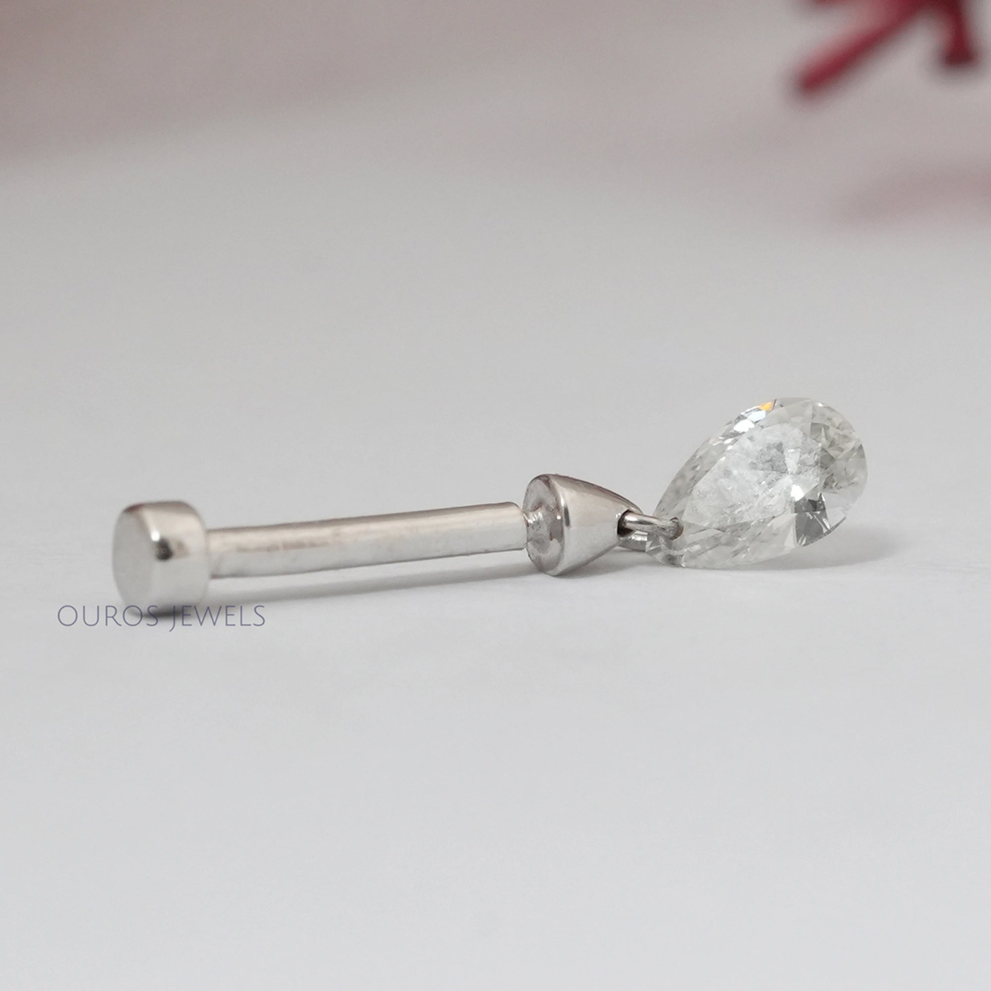 Pear Diamond Threaded Charm Earring