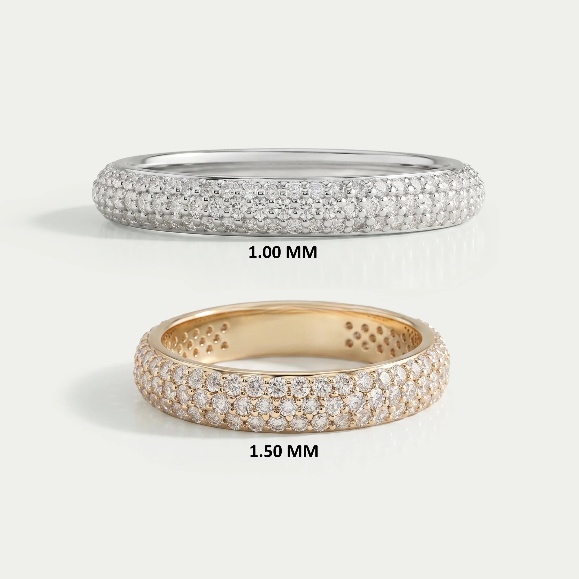 Round Cut Lab Diamond  Pave Set Wedding Ring