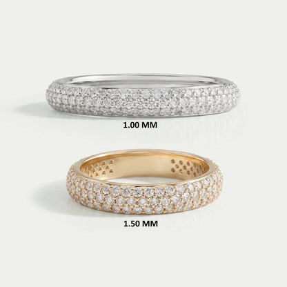 Round Cut Lab Diamond  Pave Set Wedding Ring