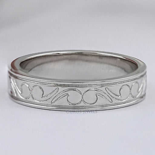 Scroll Engraved Wedding Men's Bands Rings