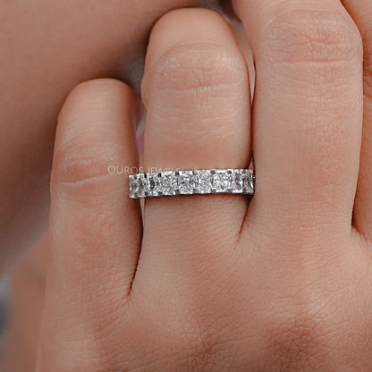 Radiant Lab Diamond Half Eternity Wedding Band Rings