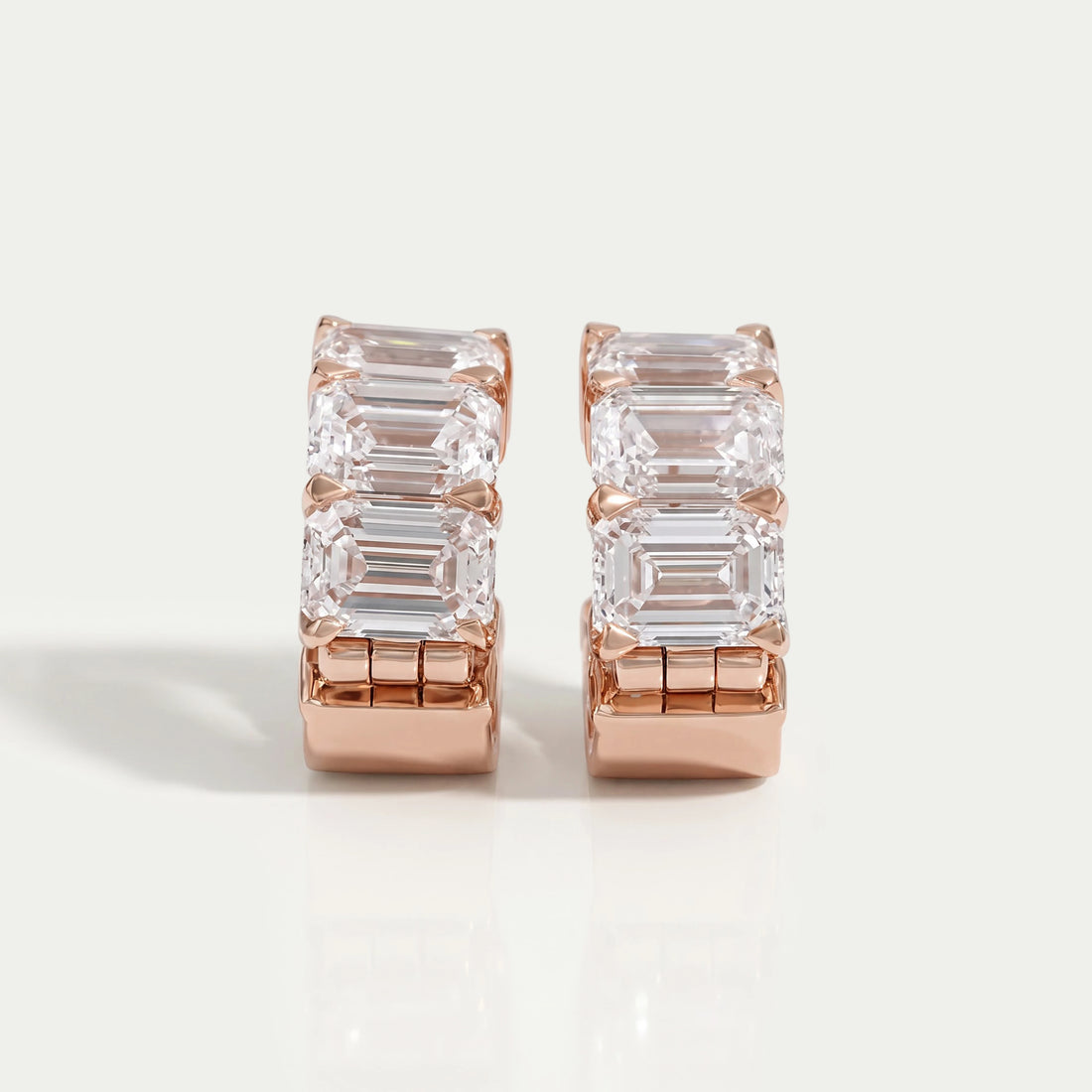 Lab Grown Emerald Cut Huggies Earrings Earring