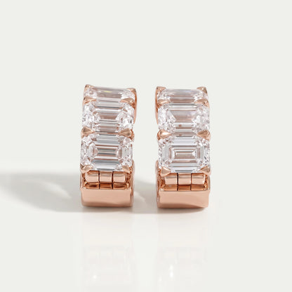 Lab Grown Emerald Cut Huggies Earrings Earring