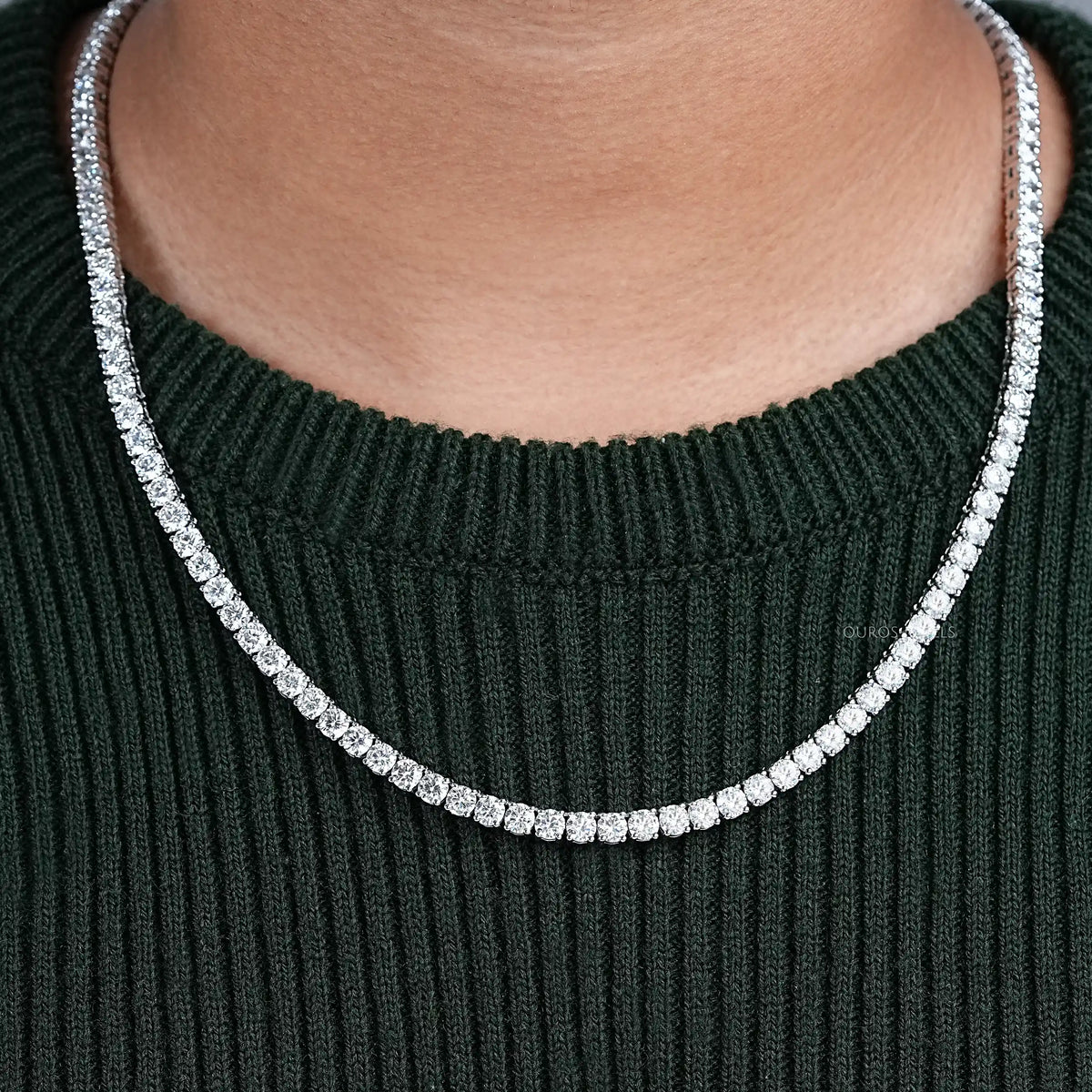 Round Cut Lab Diamond Tennis Necklace - 4.50 MM Necklaces