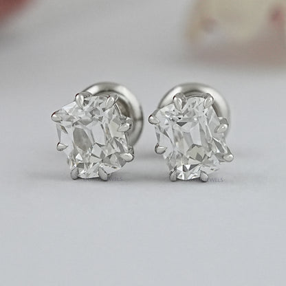Old Mine Cushion Cut Lab Diamond Stud Earrings Earring
