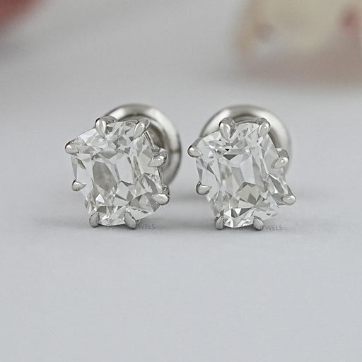 Old Mine Cushion Cut Lab Diamond Stud Earrings Earring