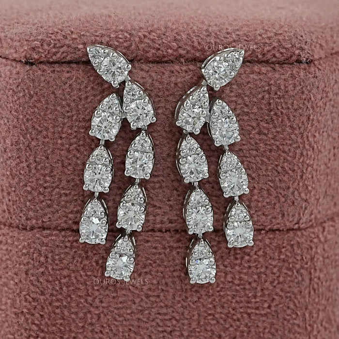 Round Cut Lab Diamond Curved Dangle Earring