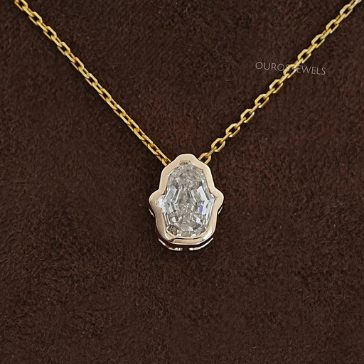 Antique Hamsa Hand Shape Lab Diamond Solitaire Pendant Necklaces