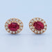 Ruby Oval Gemstone Halo Set Stud Earring Earring