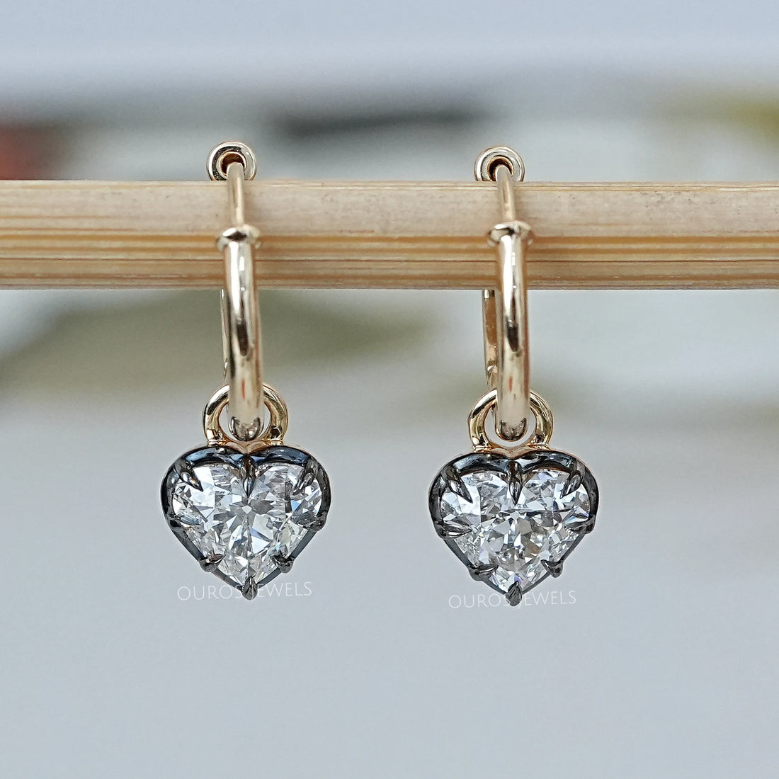 Old Mine Heart Cut Lab Diamond Dangle Earring Earring