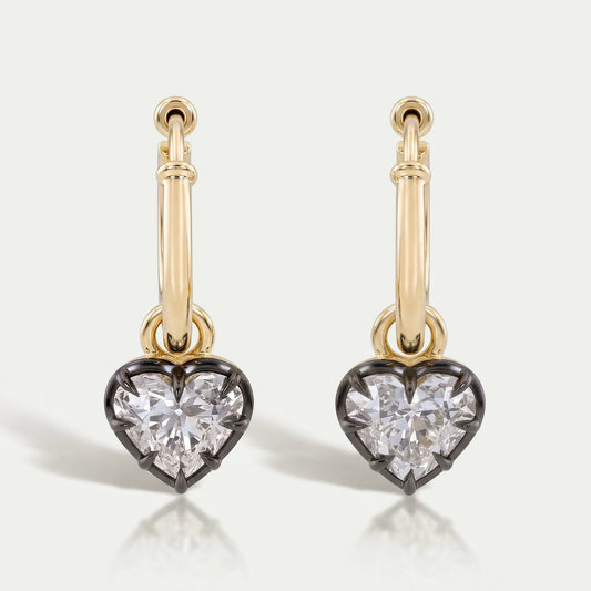 Old Mine Heart Cut Lab Diamond Dangle Earring