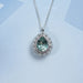 Aquamarine Pear Gemstone Double Halo Pendant