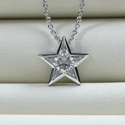 Pie Cut Diamond Star Shape Pendant Necklaces