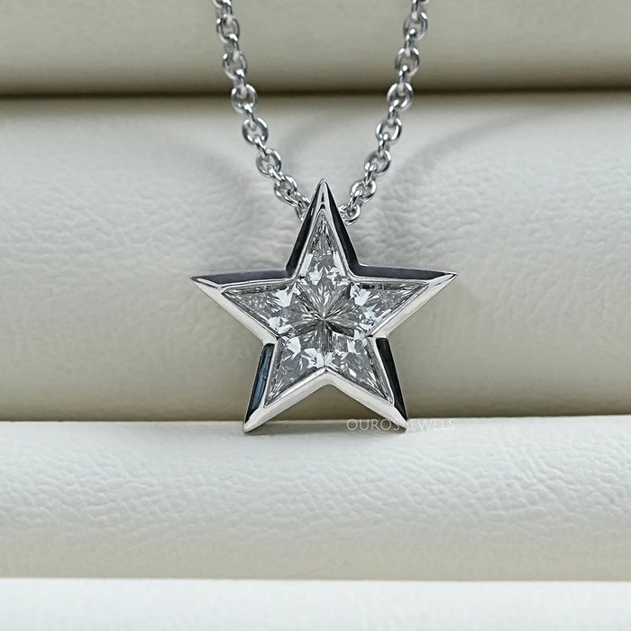 Pie Cut Diamond Star Shape Pendant Necklaces